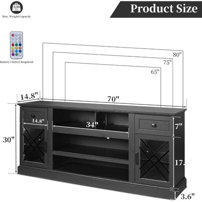 75 80 inch TV, Modern Entertainment Center with LED Lights