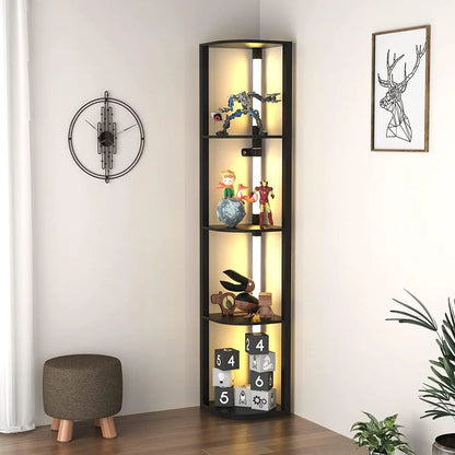 Solid 5-level Corner Bookshelf Cabinet Display Rack