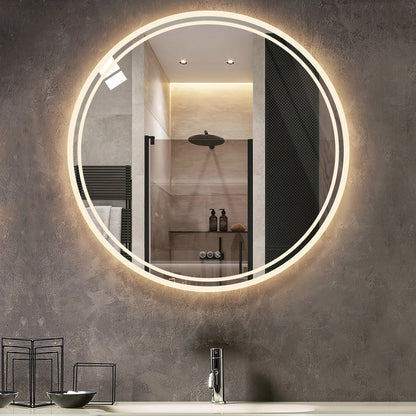 Illuminated Wall Mounted Lighted Mirror Anti-Fog 3 Colors Change IP65 Dimmable