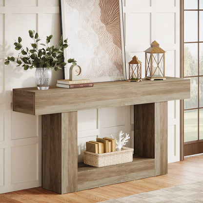2-Tier Entryway Table with U-Shaped Base