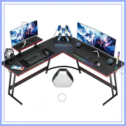 Large Corner Table for Home Office and Gaming (Black, 51 Inch)