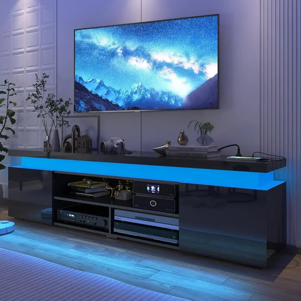 85 Inch TV, Modern Gaming TV Stand with Power Outlet,