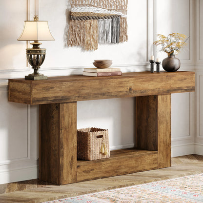 2-Tier Entryway Table with U-Shaped Base