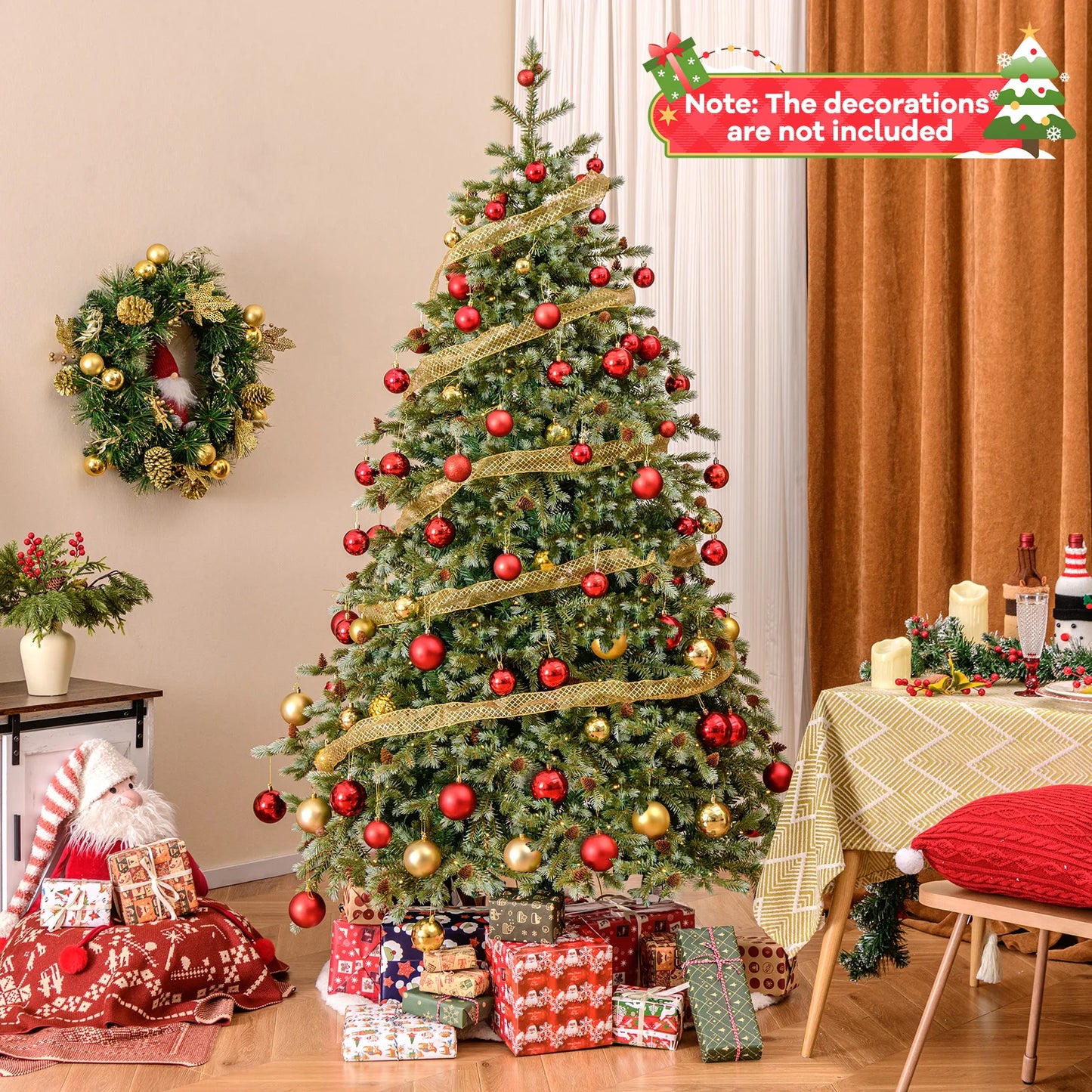 6/ 7/ 8 FT Artificial Christmas Tree, Pre-lit Xmas Tree