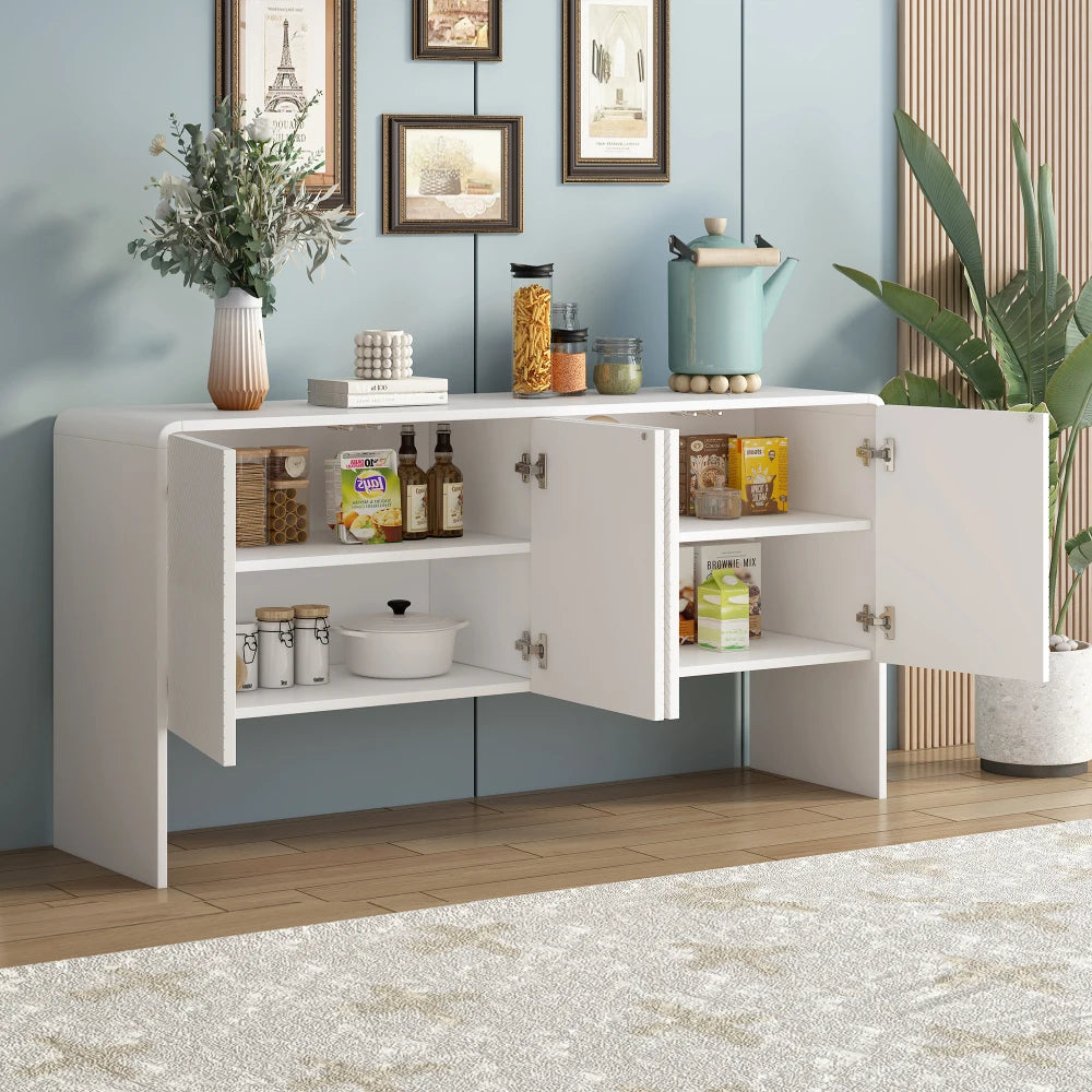 60"L Large Storage Space Sideboard with 4 Doors and Rebound Device