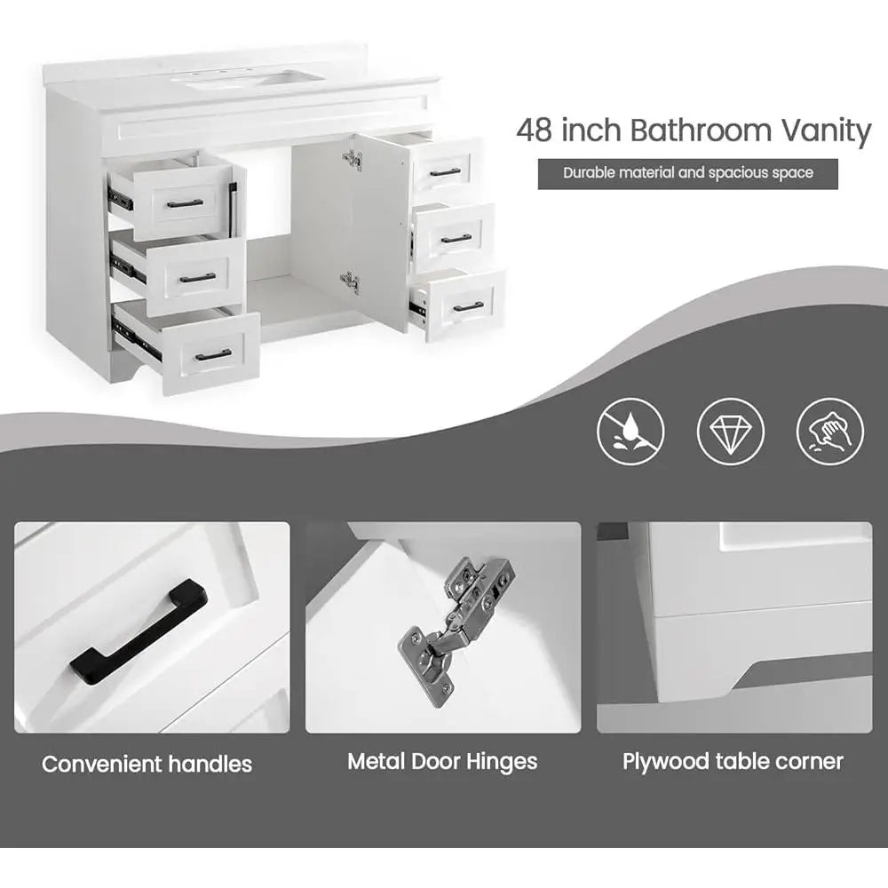 Sturdy 48 inch with White Engineered Marble Stone