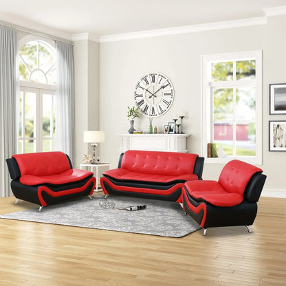 Leather Sofa Set,Leather Sofa Set for Living Room Furniture Sets, Loveseat Sofa with Chair 3-Piece for Living Room/Office