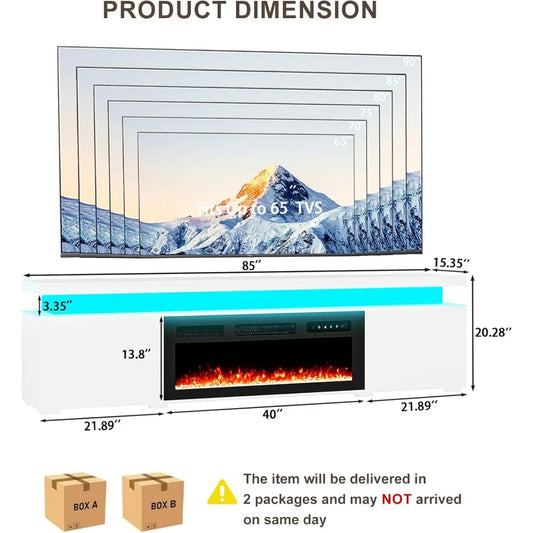 85" TV Stand for 90 Inch TVs, 40 Inch,Electric Fireplace
