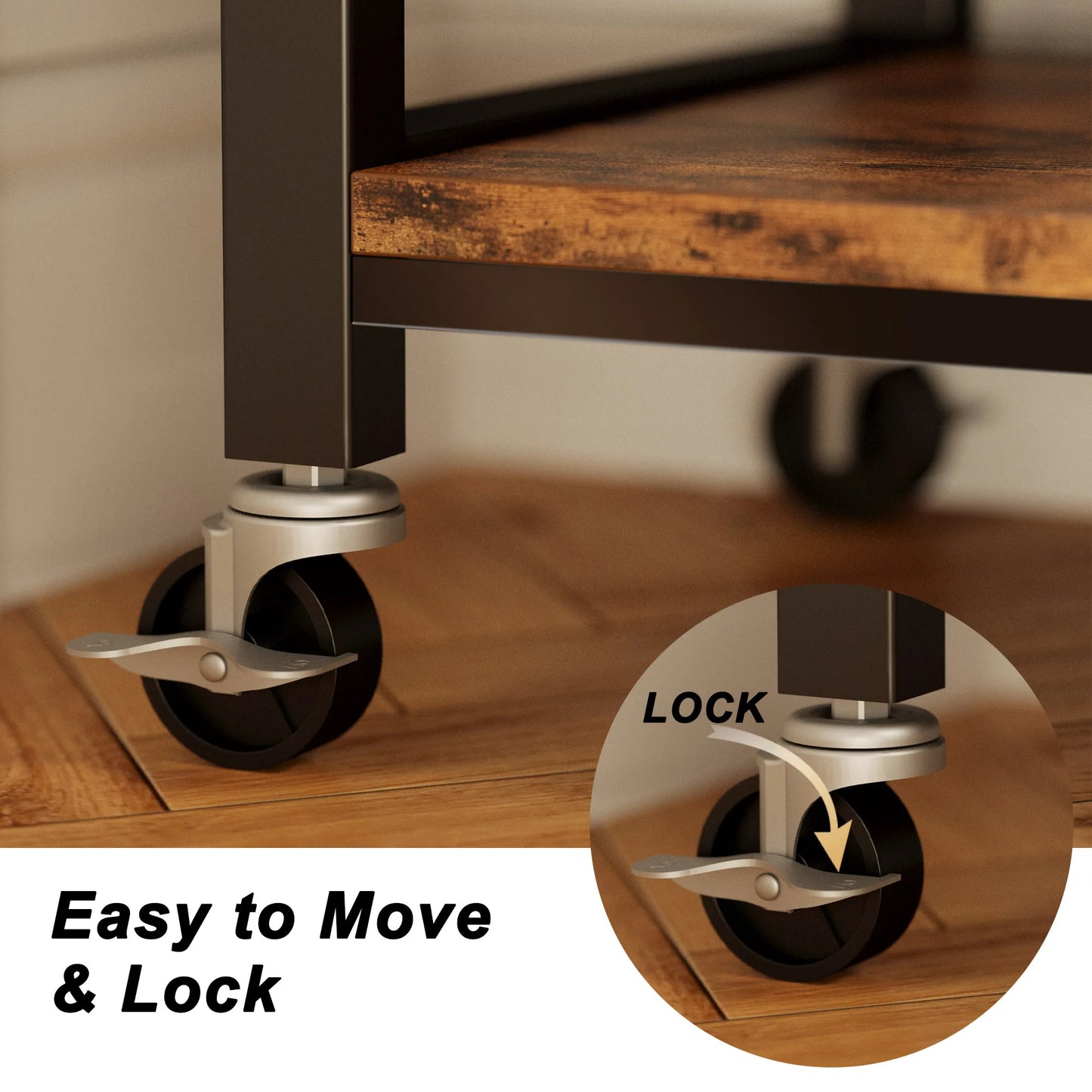 Multipurpose Kitchen Cart Cabinet with Shelves,Vintage Brown