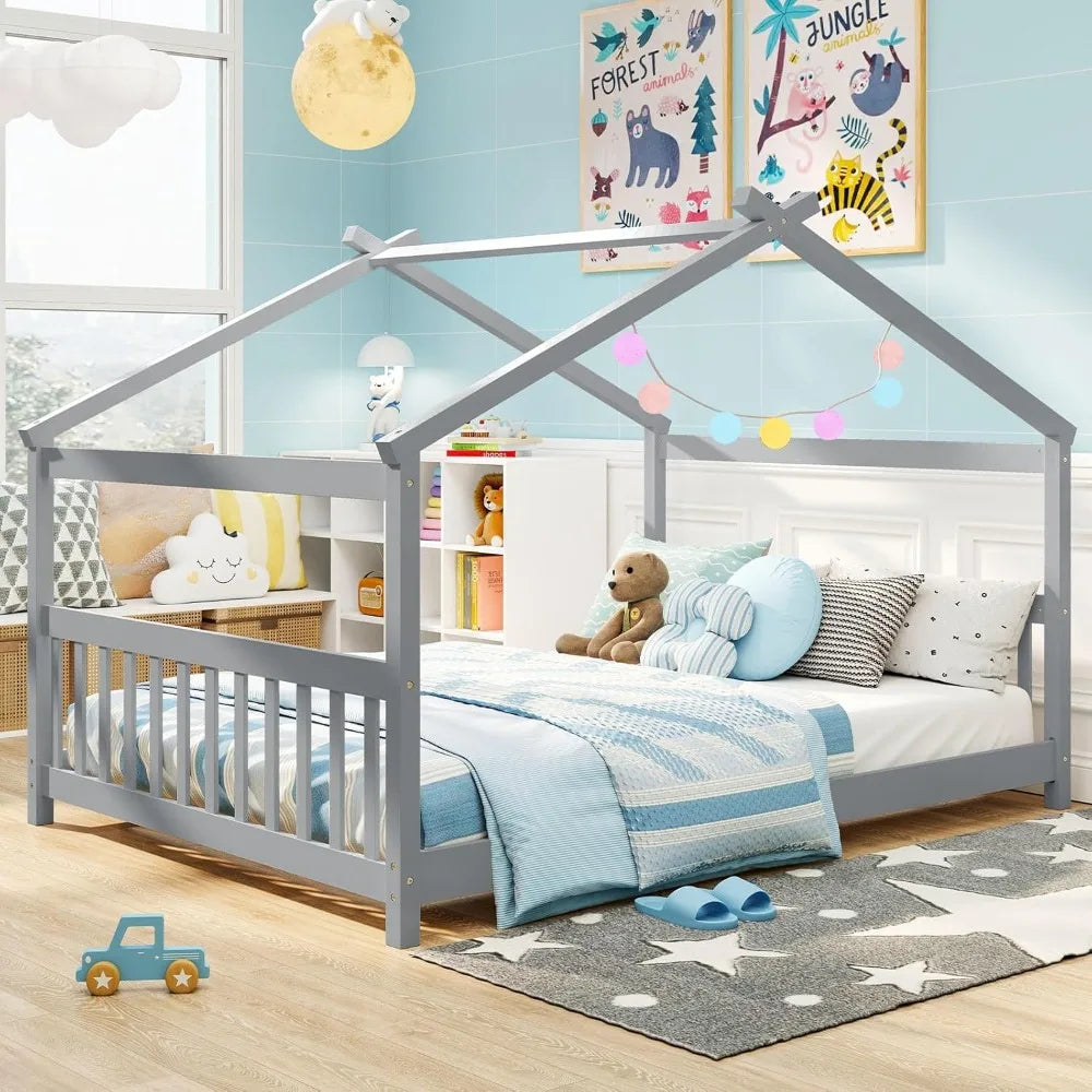 Solid Wood Full Size Floor Bed Montessori House