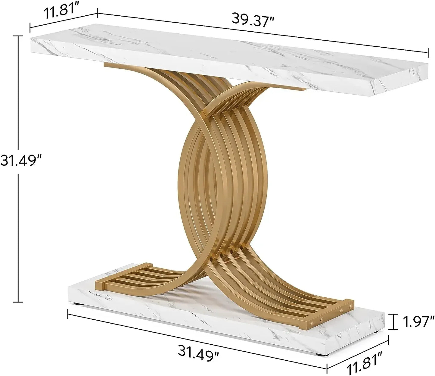 39-Inch Console Faux Marble Narrow Wood Entrance table