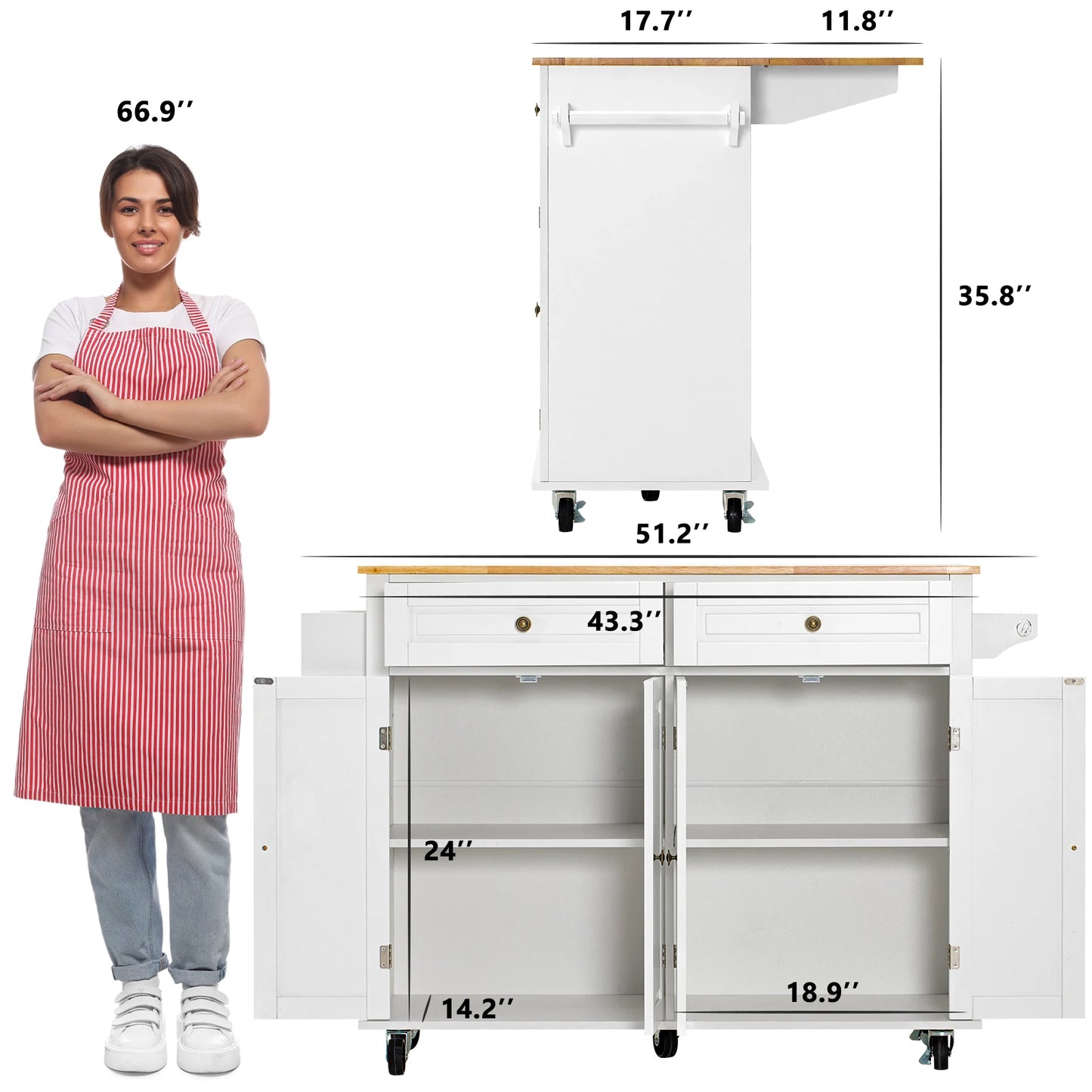 Rolling-Movable Kitchen Island Carts on Wheels