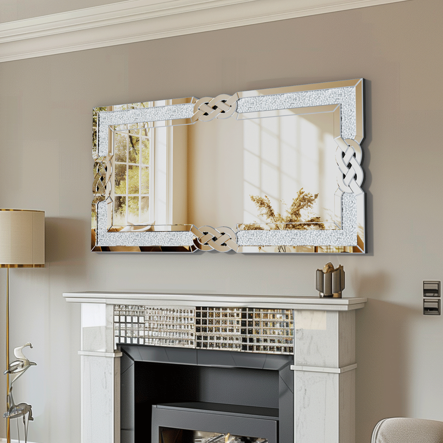 Diamond Mirror Vanity Silver Decorative Wall Hang Mirror