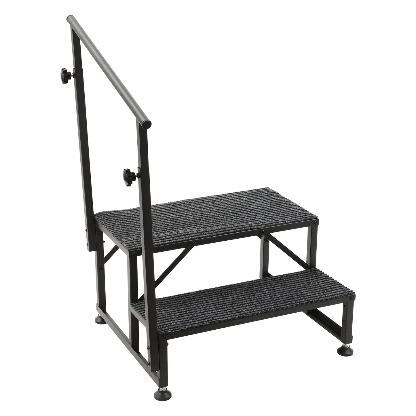 2-Step RV Stairs with Handrails, Adjustable Foot Pads.