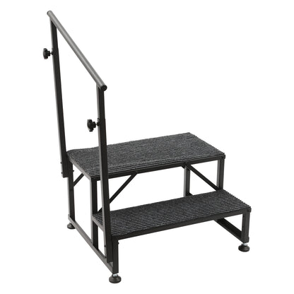 2-Step RV Stairs with Handrails, Adjustable Foot Pads.