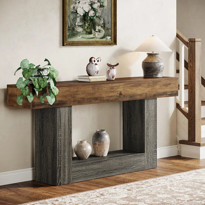 2-Tier Entryway Table with U-Shaped Base
