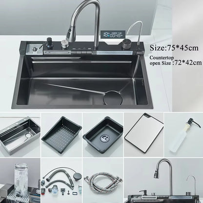 Large Single Slot Integrated Digital Display Faucet Set
