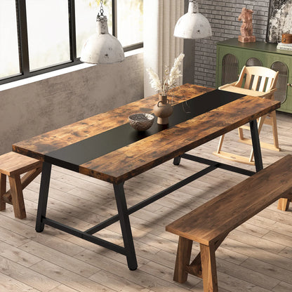70.87" Rectangular Wood Kitchen Table 8 People,