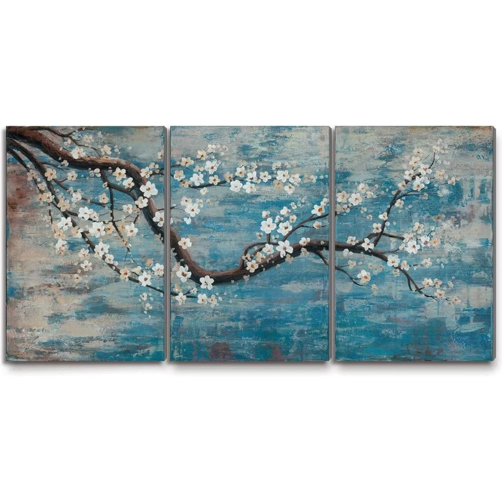Large Framed Plum Blossom Tree Gallery Wrapped Decorative Art