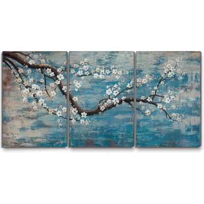 Large Framed Plum Blossom Tree Gallery Wrapped Decorative Art