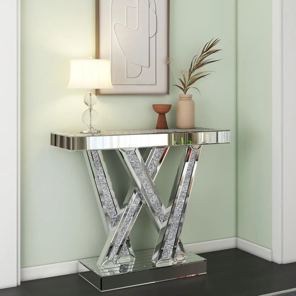 Modern Console Table Mirrored Finished