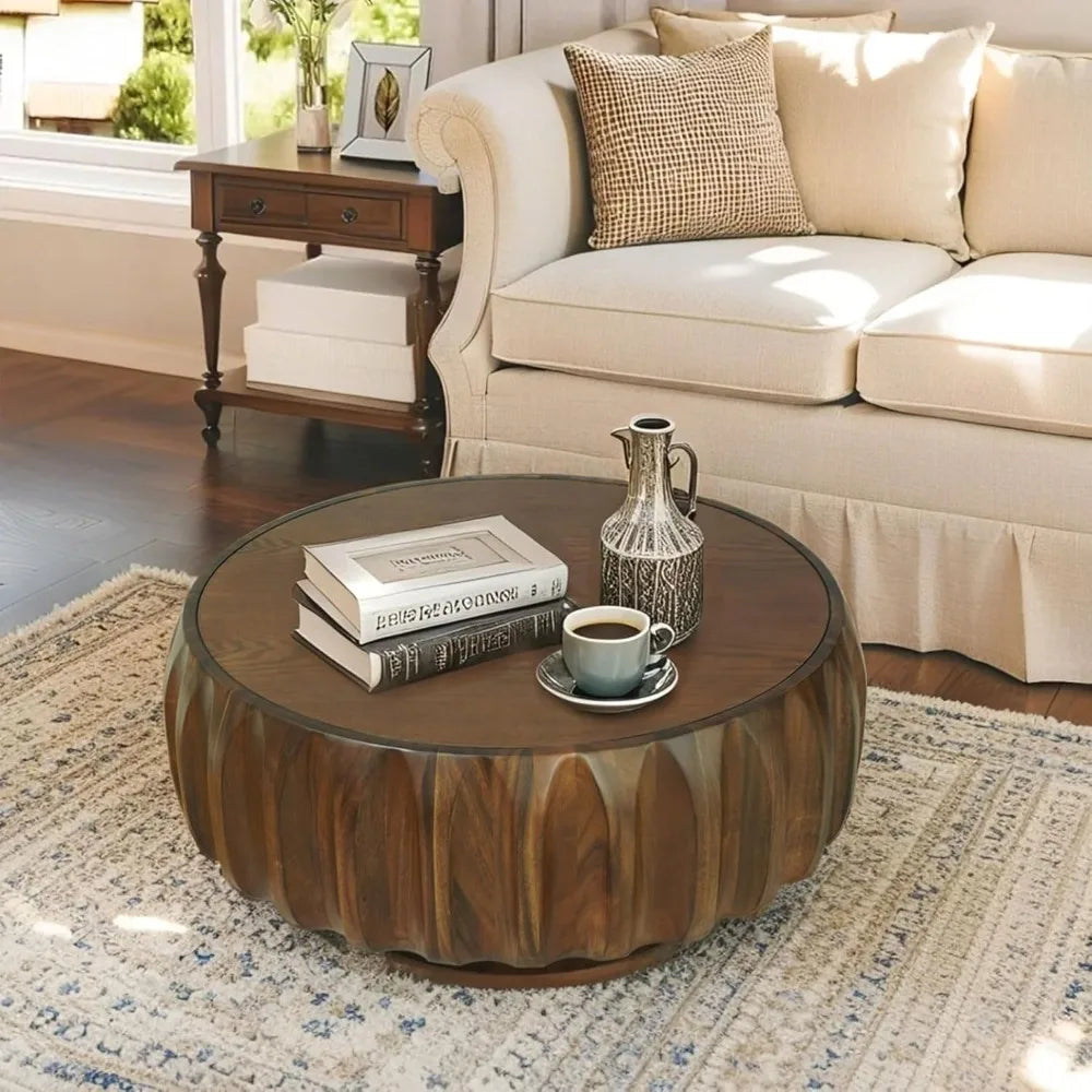 31.5''  Contemporary Wood Round Coffee Table