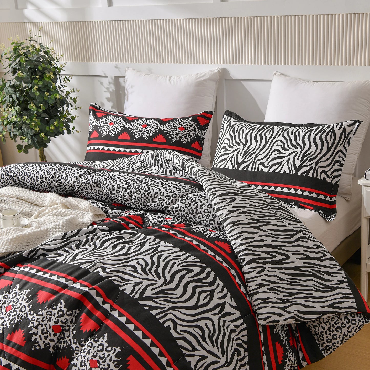 3 Pieces Comforter Set Quilted Style Bedding Sets