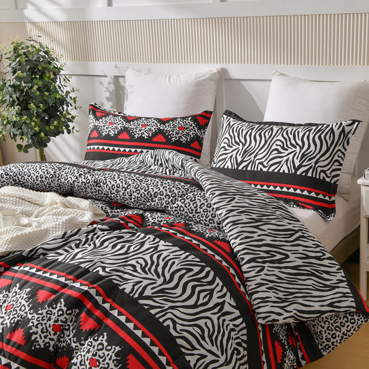 3 Pieces Comforter Set Quilted Style Bedding Sets