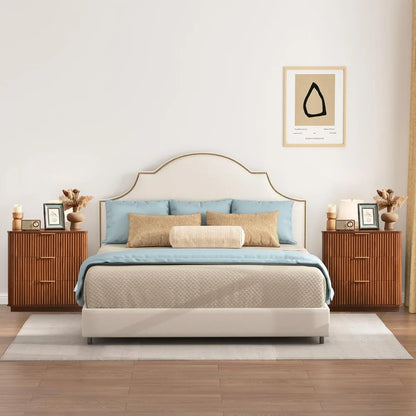 "Set of 2 Fluted Nightstands - 27.5"W with 3 Drawers