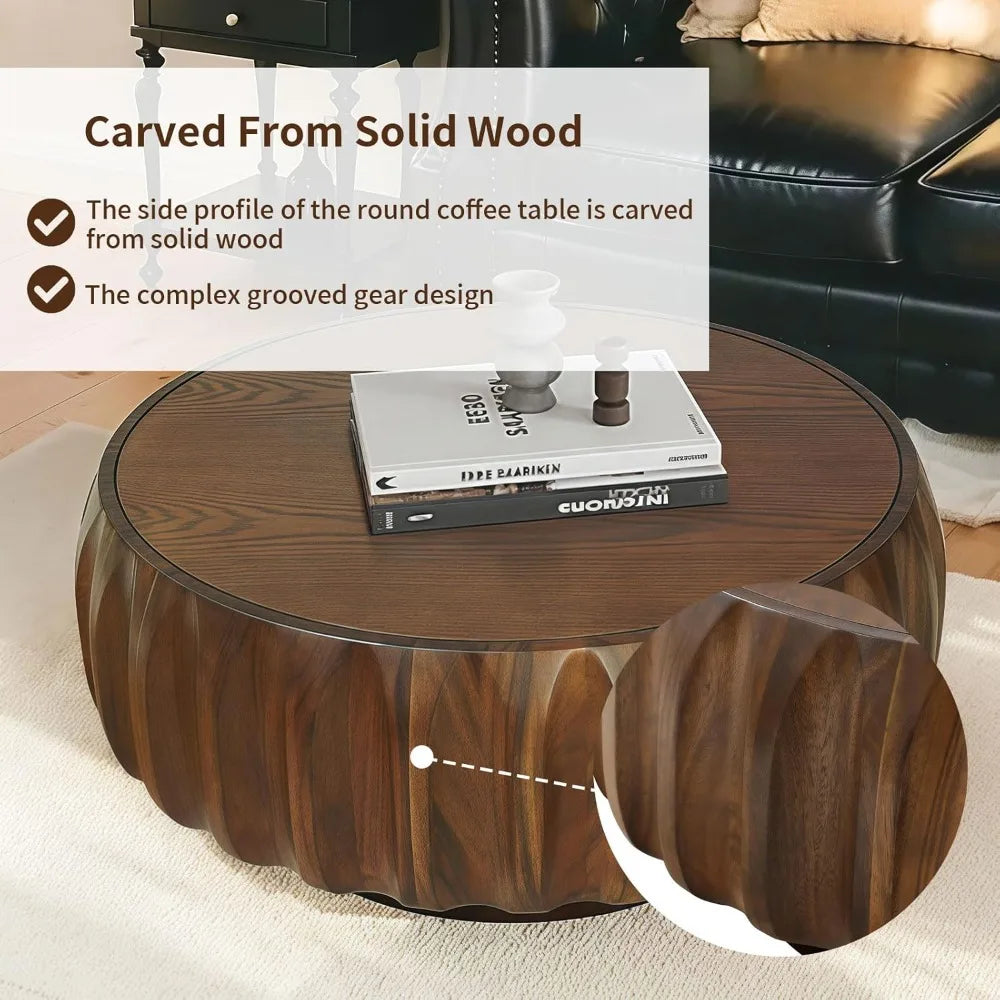 31.5''  Contemporary Wood Round Coffee Table