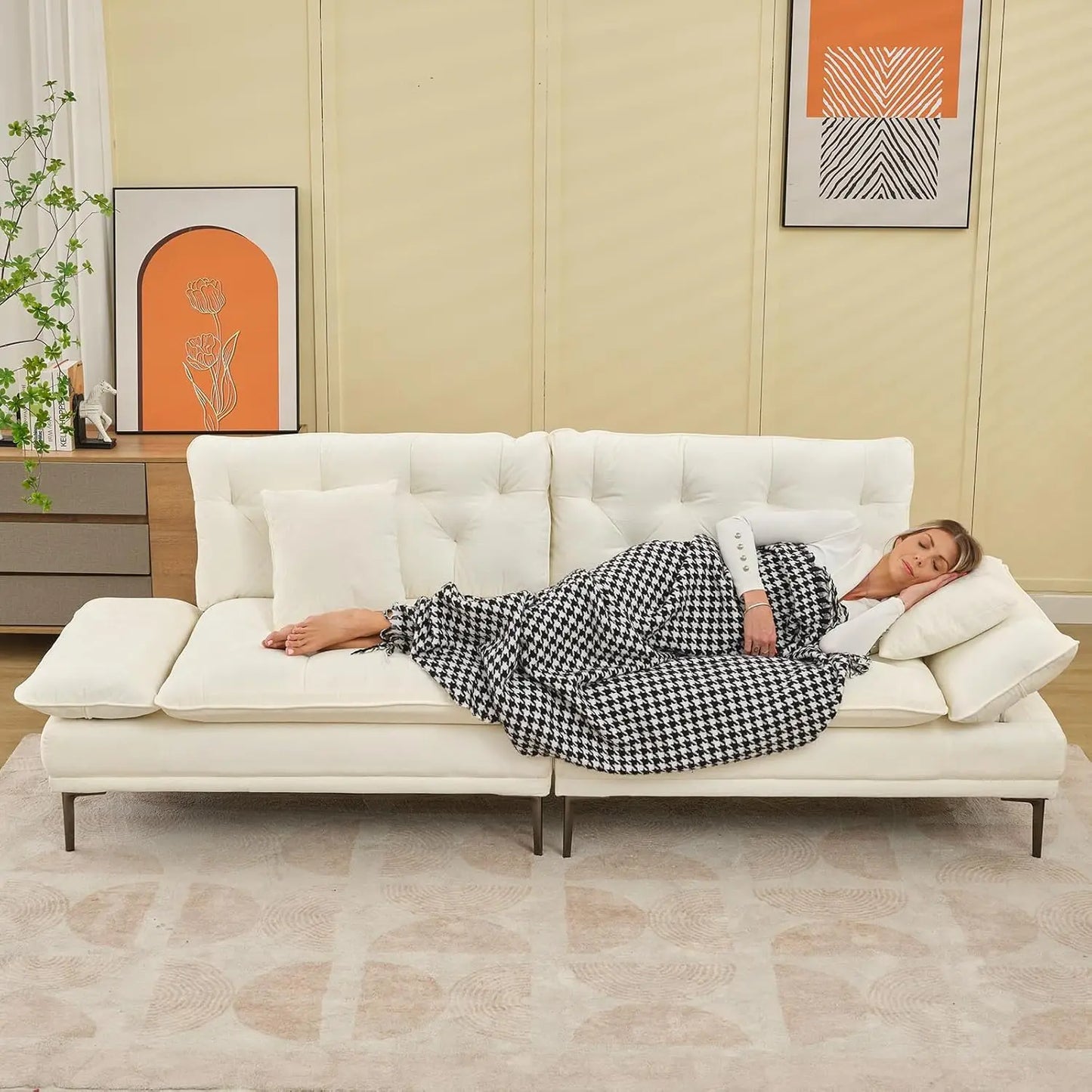 Adjustable Armrest, Comfy Chenille Fluffy Couch