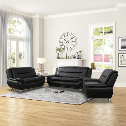 Leather Sofa Set,Leather Sofa Set for Living Room Furniture Sets, Loveseat Sofa with Chair 3-Piece for Living Room/Office