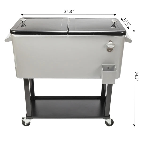 80QT Classic Fashion Iron Cooler with Shelf for Outdoor