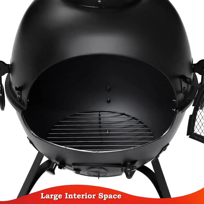 Black Iron Wood-Burning Fire Pit with Protective Cover for Patio