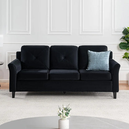 Microfiber Black Button Tufted Sofa & Loveseat Set