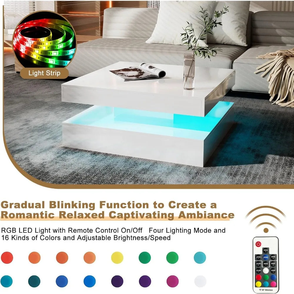 Contemporary 2-Tier Square Center Table,