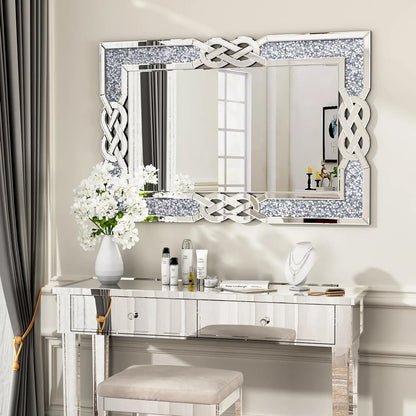 Diamond Mirror Vanity Silver Decorative Wall Hang Mirror