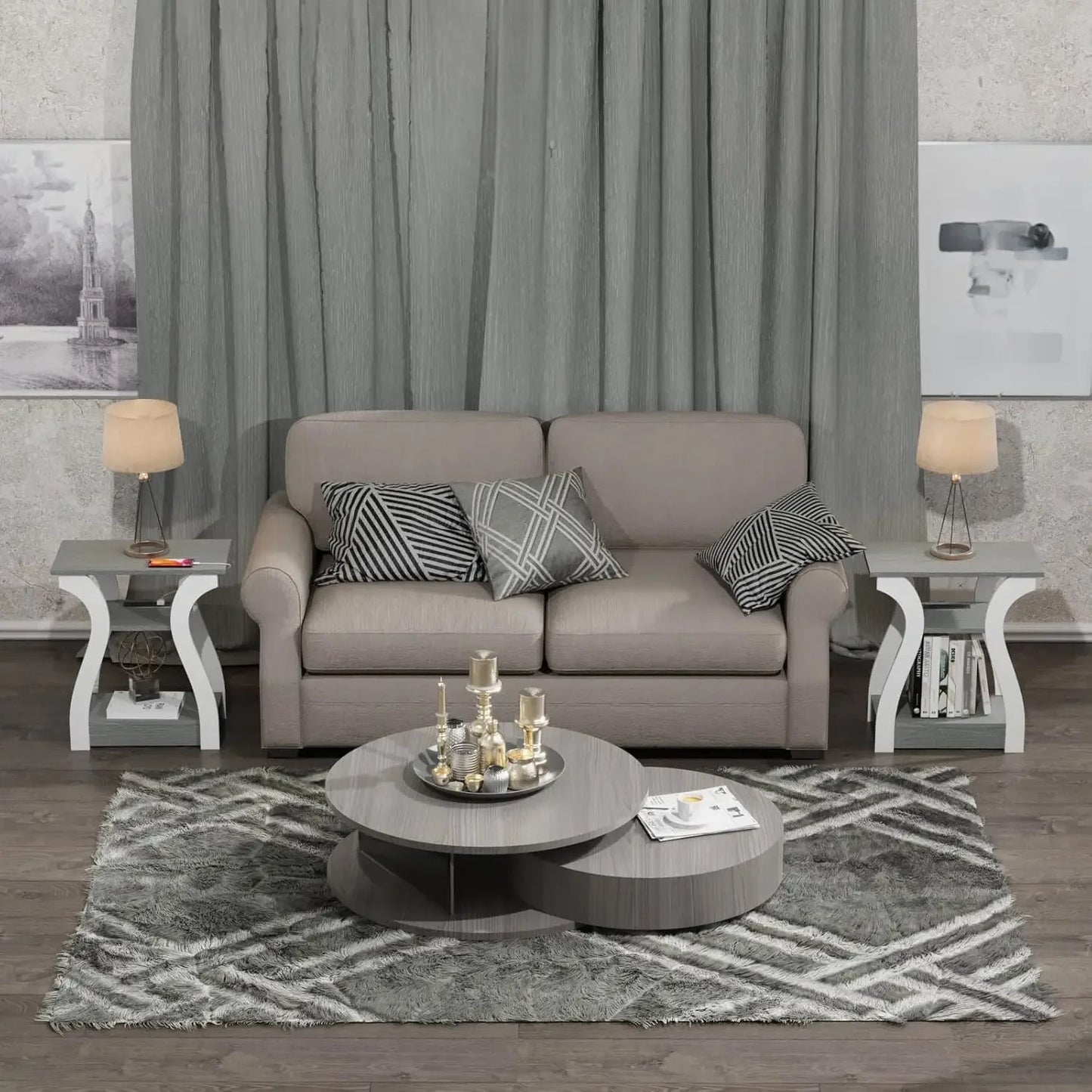 Set of 2 with Charging Station, Side Table