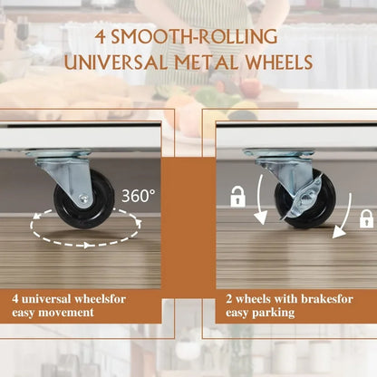 40" Kitchen Island on Wheels with Storage Cabinet