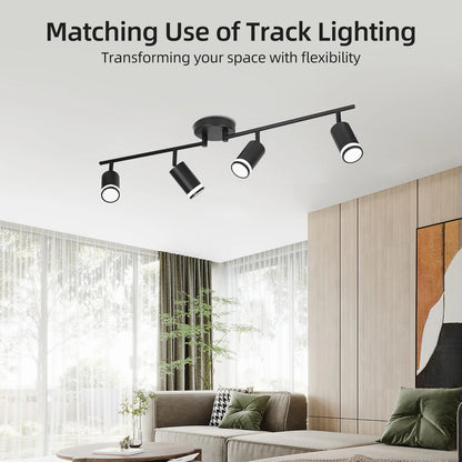LED Spotlight Black Track Fixture Ceiling Light Rotatable 6 Heads Protective Lamp