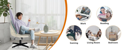 Office Living Room, Rocking Gaming Armless Wide Desk Adjustable Swivel Chair