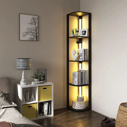 Solid 5-level Corner Bookshelf Cabinet Display Rack