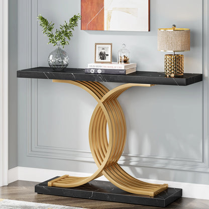 39-Inch Console Faux Marble Narrow Wood Entrance table