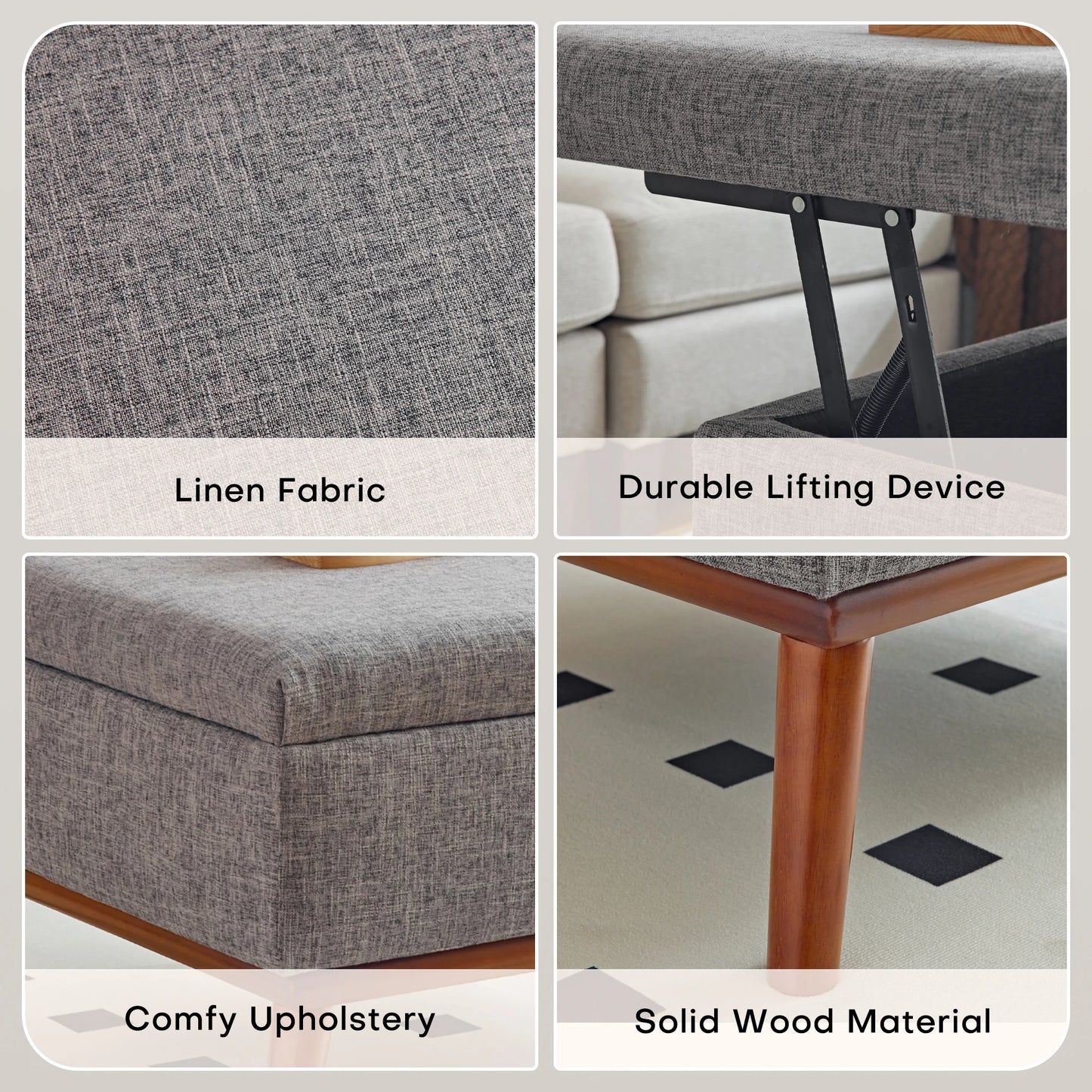 31.4 inch Lift Top Large Coffee Table with High-density Foam Wood