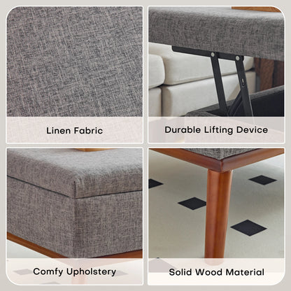 31.4 inch Lift Top Large Coffee Table with High-density Foam Wood