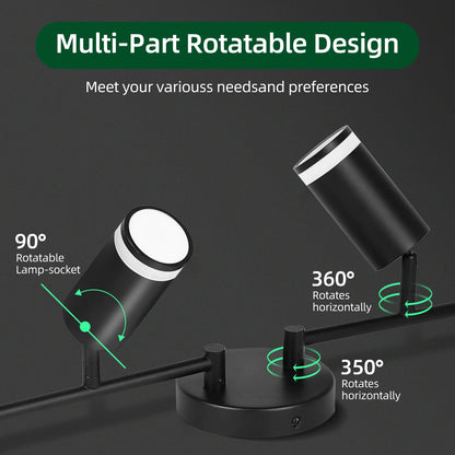 LED Spotlight Black Track Fixture Ceiling Light Rotatable 6 Heads Protective Lamp