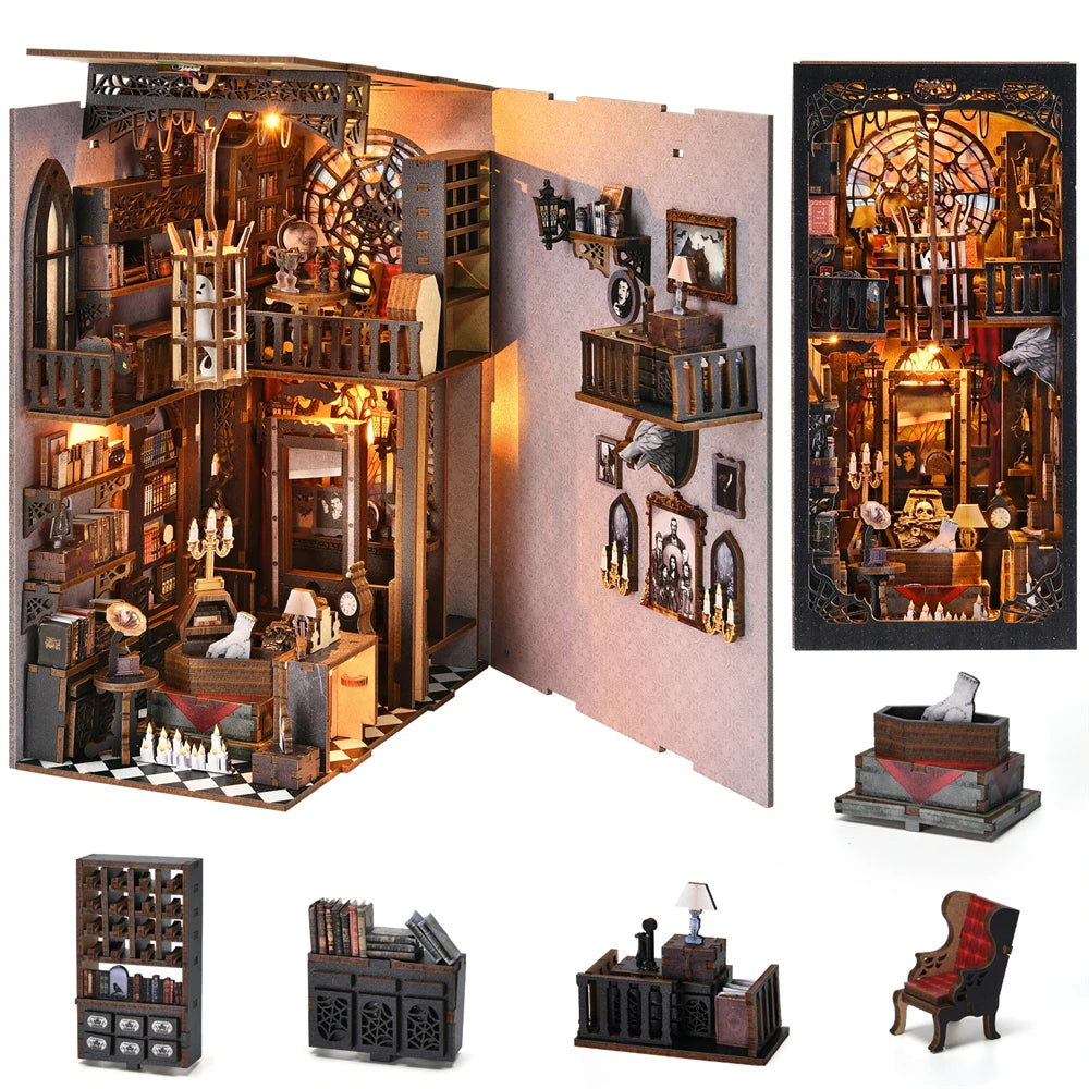 Wednesday Halloween Bookshelf Dollhouse