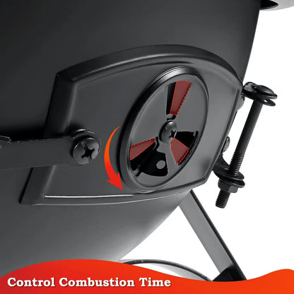 Black Iron Wood-Burning Fire Pit with Protective Cover for Patio