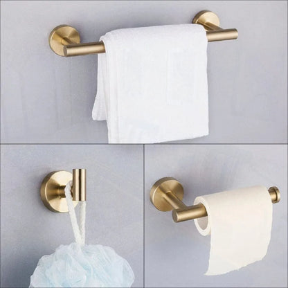 3Piece Bathroom Hardware Set with Toilet Paper Holder Towel Ring Adjustable Towel Bar