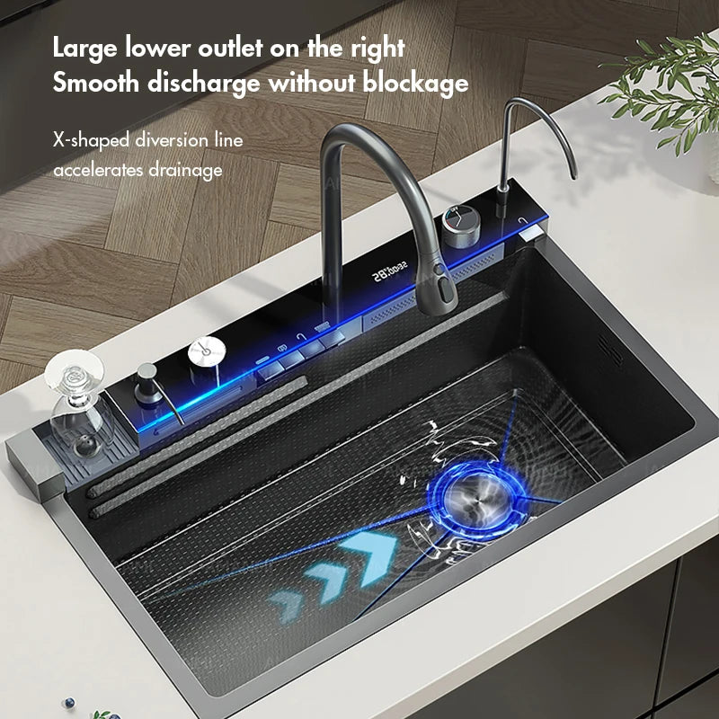 Large Single Slot Integrated Digital Display Faucet Set